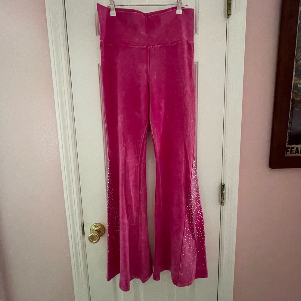 FESTIVE BOHO SPARKLING BLING HIGHWAIST FLARE LEG LEGGINGS GYPSY WITCH - Picture 8 of 13